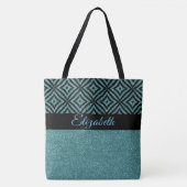 モダンな水のグリッターの黒パターンPesonalized トートバッグ (正面)