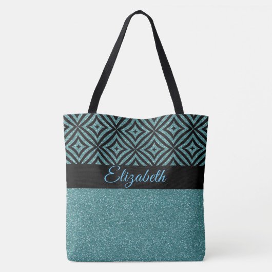 モダンな水のグリッターの黒パターンPesonalized トートバッグ (裏面)
