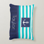 モダンな水の濃紺の航海のないかりのデザイン アクセントクッション (裏面(縦))