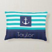 モダンな水の濃紺の航海のないかりのデザイン アクセントクッション (裏面)