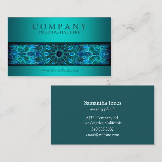 モダンな水中美しいの曼荼羅の青 名刺 (正面/裏面)