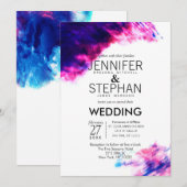 モダンな水彩のぼやけ ウェディング招待状 招待状 (正面/裏面)