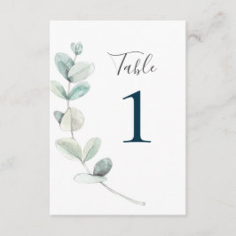 モダンな水彩のユーカリテーブルナンバー 招待状