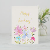 モダンな水彩のワイルドフラワーフォイル招待状 箔招待状 (立ち正面)