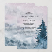 モダンな水彩の冬のクリスマスツリー　自然の案内状 招待状 (正面/裏面)