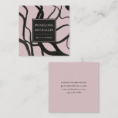 モダンな水彩の渦巻き マーブとブラック スクエア名刺 (正面/裏面)
