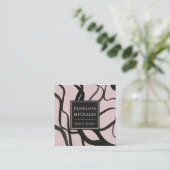 モダンな水彩の渦巻き マーブとブラック スクエア名刺 (スタンド正面)