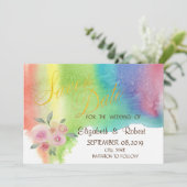 モダンな水彩の花のスプラッシュ Save The Date セーブザデート (スタンド正面)