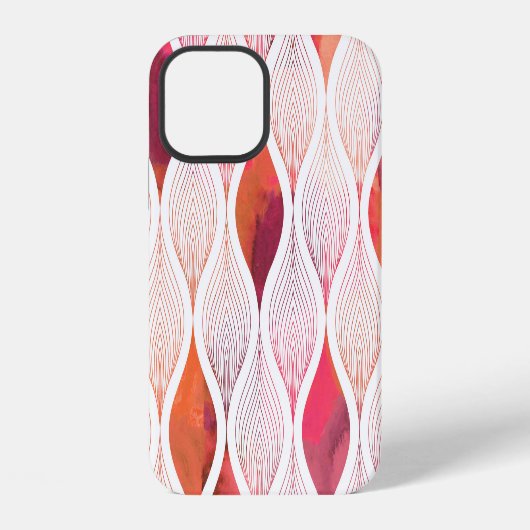 モダンな水彩の葉のシームレスなパターン iPhoneケース (裏面)