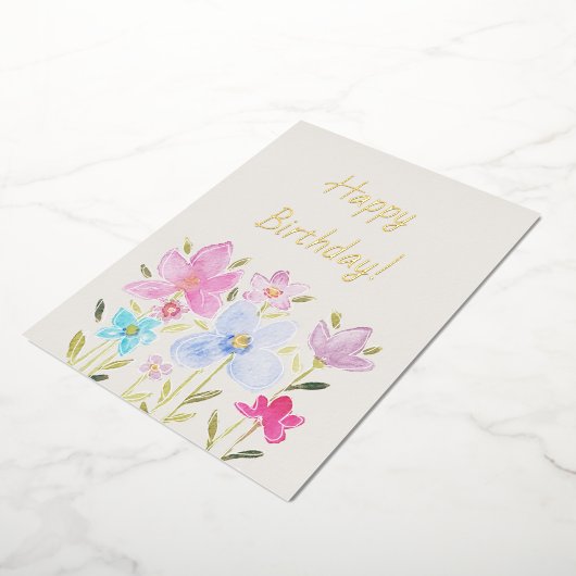 モダンな水彩の野生の花の箔の招待状 箔招待状 (回転した状態)