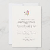 モダンな水彩アーチの結婚式とワイルドフラワー サンキューカード (裏面)
