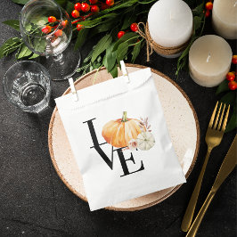 モダンな水彩オレンジのカボチャ ラブ フェイバーバッグ