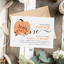 モダンな水彩オレンジのトンネル 秋の1歳の誕生日パーティー 招待状