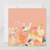 モダンな水彩オレンジ ピンクの花のウェディング セーブザデート (裏面)