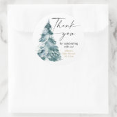 モダンな水彩クリスマスツリーのベイビーシャワー ラウンドシール (バッグ)