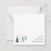 モダンな水彩クリスマスツリー スクエア ホリデー ノートカード (正面)
