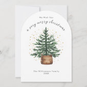 モダンな水彩クリスマスツリー ミニマル シンプル シーズンカード (正面)