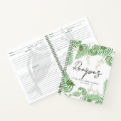 モダンな水彩グリーンブライダルシャワー レシピ ノートブック (内部)