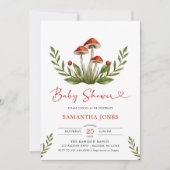 モダンな水彩タッチのきのこベイビーシャワー 招待状 (正面)