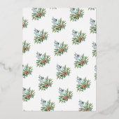 モダンな水彩タッチのクリスマスフラワーズとローズゴールド 箔シーズンカード (裏面)