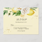 モダンな水彩パステルイエローレモンと葉 インビテーションポストカード (正面)