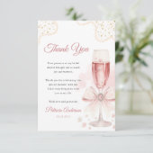 モダンな水彩パール＆プロセッコ ブライダルシャワー サンキューカード (スタンド正面)