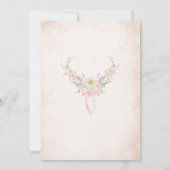 モダンな水彩ピンクの弓レトロな花のウェディング 招待状 (裏面)