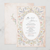 モダンな水彩ピンクの弓レトロな花のウェディング 招待状 (正面/裏面)