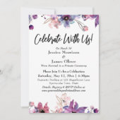 モダンな水彩フラワーズで一緒に祝おう！ 招待状 (正面)