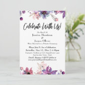 モダンな水彩フラワーズで一緒に祝おう！ 招待状 (スタンド正面)