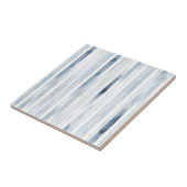 モダンな水彩ブルーとホワイトのストライプ柄 タイル (側面)