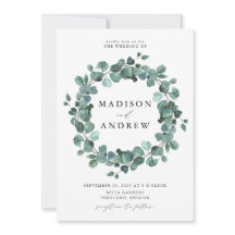 モダンな水彩ユーカリのグリーンウェディング