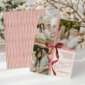 モダンな水彩リボン bow 3枚の写真のクリスマス シーズンカード