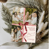 モダンな水彩リボン bow 3枚の写真のクリスマス シーズンカード