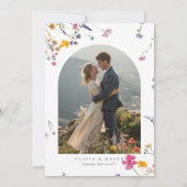 モダンな水彩写真の結婚式と野生の花の庭 セーブザデート (裏面)