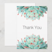 モダンな水彩多肉植物の感謝カード サンキューカード (正面/裏面)