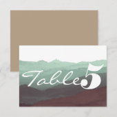 モダンな水彩山のテーブルナンバーカード 招待状 (正面/裏面)