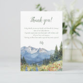 モダンな水彩山のワイルドフラワーベイビーシャワー サンキューカード (スタンド正面)