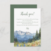 モダンな水彩山のワイルドフラワーベイビーシャワー サンキューカード (正面/裏面)
