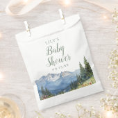 モダンな水彩山のワイルドフラワーベイビーシャワー フェイバーバッグ (クリップ留めされた状態)