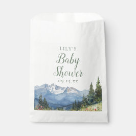 モダンな水彩山のワイルドフラワーベイビーシャワー フェイバーバッグ
