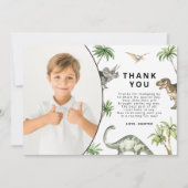 モダンな水彩恐竜の誕生日お礼カード 招待状 (正面)