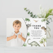 モダンな水彩恐竜の誕生日お礼カード 招待状 (スタンド正面)