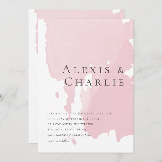 モダンな水彩抽象ウェディング招待状 招待状 (正面/裏面)