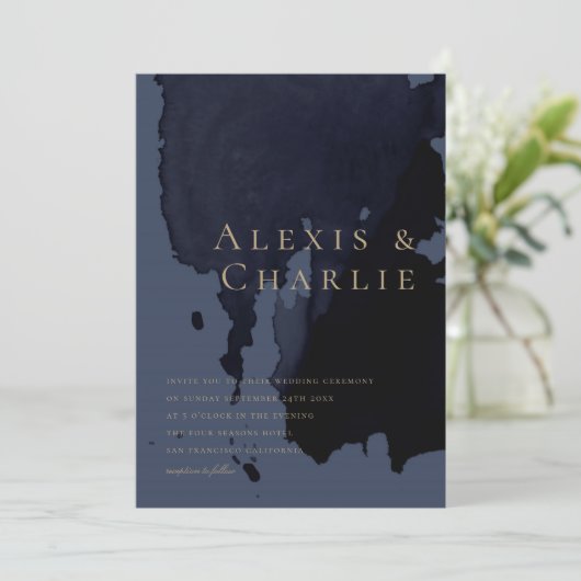 モダンな水彩抽象ウェディング招待状 招待状 (スタンド正面)