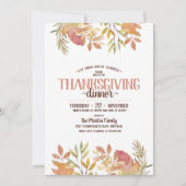 モダンな水彩植物の感謝祭ディナー 招待状 (正面)