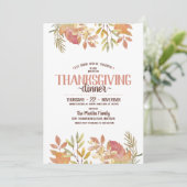モダンな水彩植物の感謝祭ディナー 招待状 (スタンド正面)