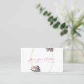 モダンな水彩画によってはエレガントな原稿のテンプレートが開花します 名刺 (スタンド正面)