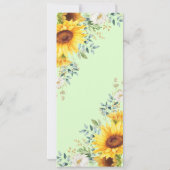 モダンな水彩画のひまわりウェディングメニューカー 招待状 (裏面)