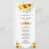 モダンな水彩画のひまわりウェディングメニューカー 招待状 (正面)